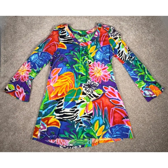 Jams World Dresses & Skirts - Jams World Garden Bliss Floral Zebra Tunic Dress W657-GABL Rayon Hawaii Womens L
